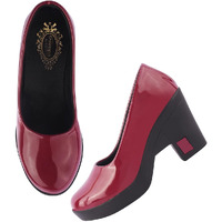 Shoetopia Solid Cherry Pumps For Women & Girls-Eu40