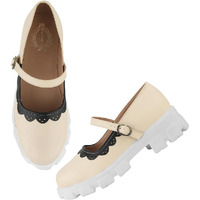 Shoetopia Round Toe Cream Mary Janes Bellies For Women & Girls /Eu41
