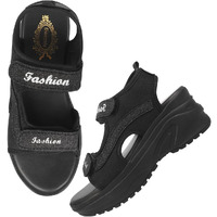 Shoetopia Women's Sandal-6 Kids Uk (Box-Black)-Eu39