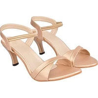 Shoetopia Womens/Girls Golden Party Slim Heeled Sandals-Eu40
