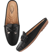 Shoetopia Smart Casual Black Loafers For Women & Girls-Eu36