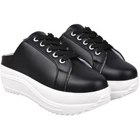 Shoetopia Women's Slip-On Sneakers | Light Weight & Comfortable With Cushioned Footbed | Stylish Shoe Sneakers For Women Black-Eu41