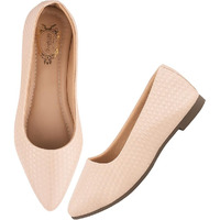 Shoetopia Women's Creamtextured Bellies  Stylish Pointed Toe Flats For Office, Casual & Daily Eu40