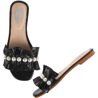 Shoetopia Women's Girls-Flat-267 Flat Sandal-7 Kids Uk (Girls-Flat-267-Black)-Eu40