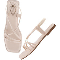 Shoetopia Casual Cream Flat Sandals For Women & Girls /Eu36