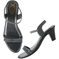 Shoetopia Women's Ak-58 Heeled Sandal-3 Kids Uk (Ak-58-Grey)-Eu36