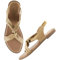 Shoetopia Cross Strap Beige Flat Sandals For Women & Girls -Eu40