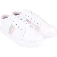Shoetopia Girls White Trending Stylish Casual Sneakers Shoes-Eu37