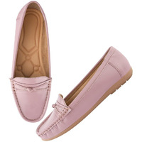 Shoetopia Upper Bow Detailed Mauve Loafers For Women & Gilrs /Eu42