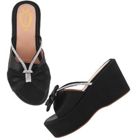 Shoetopia Women's Wedge Sandal-2 Kids Uk (Girls-Shine-Black)-Eu39