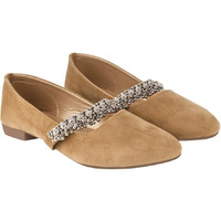 Shoetopia Embellished Slip-On Beige Bellies For Women & Girls /Uk4-Eu37