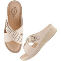 Shoetopia Comfortable Cream Doctor Sole Heels For Women & Girls /Eu40