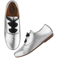 Shoetopia Smart Casual Silver Sneakers For Women & Girls-Eu37