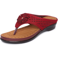 Ortho Joy Women's Doctor Orthopedic Soft Slippers - Red, Maroon
