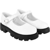 Shoetopia Smart Casual Buckle Detailed White Loafers For Women & Girls /Uk3