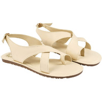 Shoetopia Womens Snd-136 Cream Flat Sandal - 3 Uk (Snd-136-Cream)