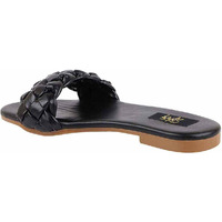 Shoetopia Women's Black Braided Flat Slip-On Sandals  Comfortable Open-Toe Casual Slides For Summer, Beach Eu37