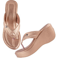 Shoetopia Women's Stylish & Durable Synthetic Wedge Sandals With Resin Footwear Comfort, Perfect For Casual & Dressy Occasions, Trendy Design, Adjustable Fit-Rose-Gold-Eu36