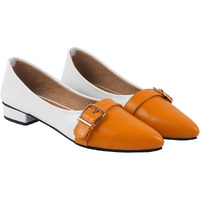 Shoetopia Women's Block Heel Ballet Flats Yellow