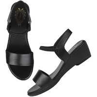 Shoetopia Women's Girls-Snd-1282 Wedge Sandal-4 Kids Uk (Girls-Snd-1282-Black)-Eu37