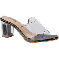 Shoetopia Womens/Girls Black Transparent Solid Block Heels