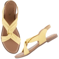 Shoetopia Cross Strap Yellow Flat Sandals For Women & Girls -Eu40