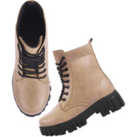 Shoetopia Smart Casual Mid Top Tan Boots For Women & Girls /Eu40