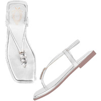 Shoetopia Women's Snd-131 Flat Sandal-9 Kids Uk (Snd-131-Silver)-Eu42