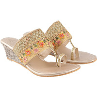 Shoetopia Girls Hm-118 Golden Wedge Sandal - 7 Uk (Girls-Hm-118-Gold)