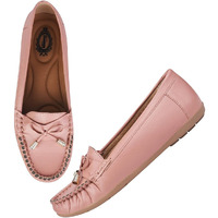 Shoetopia Stylish Bow Detailed Peach Loafers For Girls-Eu39