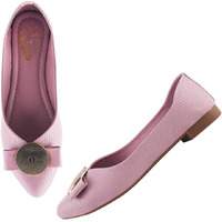 Shoetopia Oversized Bow Detailed Mauve Bellies For Girls-Eu39
