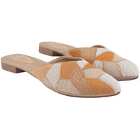 Women's Ethnic Slip-On Mules Embroidered Flat Shoes With Low Heel  Stylish & Comfortable Casual Footwear Orange Eu37