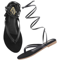 Shoetopia Women's X-2 Flat Sandal-3 Kids Uk (X-2-Black)-Eu36