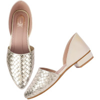 Shoetopia Textured Golden Serena Ballerinas For Women & Girls-Eu36