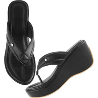 Shoetopia Women's Stylish & Durable Synthetic Wedge Sandals With Resin Footwear Comfort, Perfect For Casual & Dressy Occasions, Trendy Design, Adjustable Fit-Black-Eu38