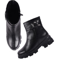 Shoetopia Casual Side Buckle Detailed Black Boots For Women & Girls /Eu39
