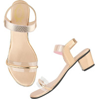 Shoetopia Women's Heel-1414 Heeled Sandal-6 Kids Uk (Heel-1414-Rose-Gold)-Eu39