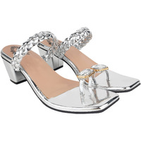 Eu41Shoetopia - Heel-Eu Women's Casual Comfortable Fashion Heel Sandal, Silver -Eu41