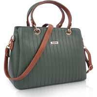 Adisa Texture Stripes Handbag Shoulder Bag For Women And Girls With Sling Belt (Dark Green)