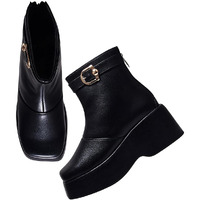 Shoetopia Ankle Length Black Boots For Women /Eu38