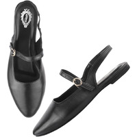 Women's Pointed-Toe Flats  Stylish Slingback Ballerina Shoes With Adjustable Strap  Casual & Office Wear Black Eu41