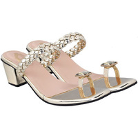 Shoetopia Girls Heel-304 Golden Heeled Sandal - 6 Uk (Girls-Heel-304-Golden)
