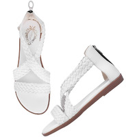 Shoetopia Women's Flat Sandal-7 Kids Uk (Girls-Crv-White)-Eu40