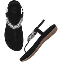 Shoetopia Women's Flat Sandal-7 Kids Uk (Snd-Jhoomer-Black)-Eu40