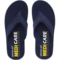 Ortho Joy Mens Extra Soft Doctor Ortho Comfortable Medicare Slippers - Blue