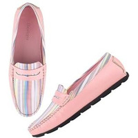 Shoetopia Upper Strip Detailed Pink Loafers For Women & Girls /Eu39