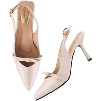 Shoetopia Smart Casual Glossy Upper Detailed Beige Pumps For Women & Girls /Eu36