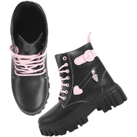 Shoetopia Smart Casual Lace-Up Detailed Black Boots For Women & Girls /Eu40