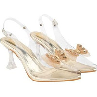 Shoetopia Stylish Trasparent Detailed Golden Heels For Women & Girls /Eu39
