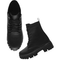 Shoetopia Women's Ankle Boot-4 Kids Uk (Girls-Bt-Tank-Black)-Eu37